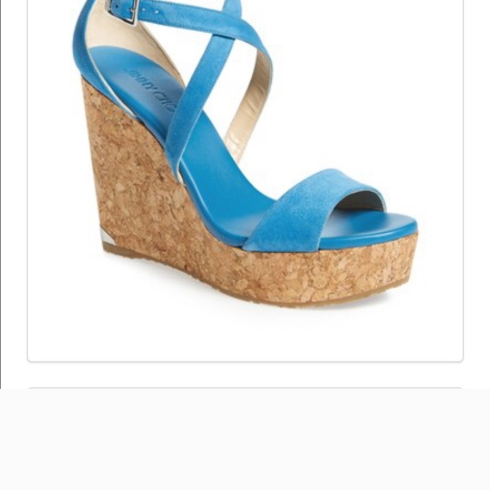 Jimmy Choo New Porta Blue Wedge Sandals 7